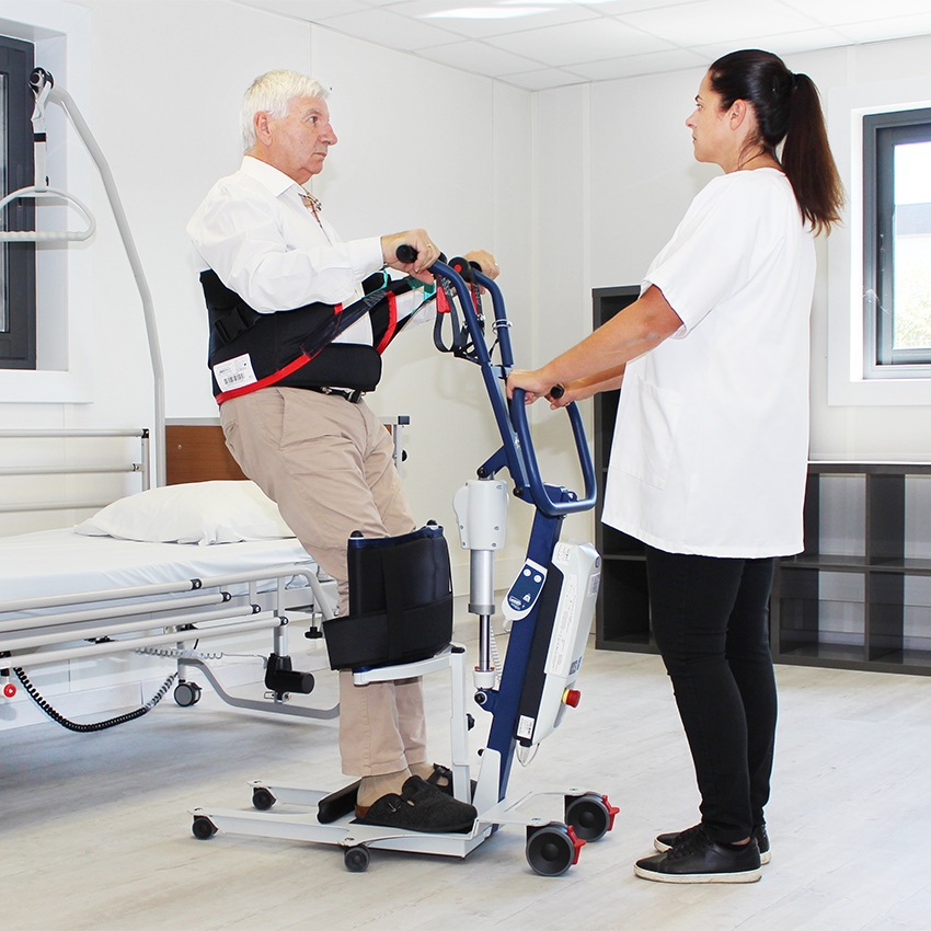 Otra imagen de Grúa de bipedestación Way Up Blue con arnés