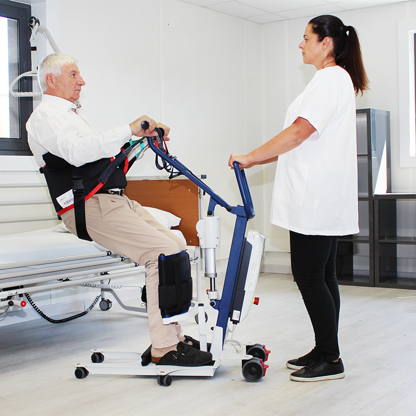 Otra imagen de Grúa de bipedestación Way Up Blue con arnés